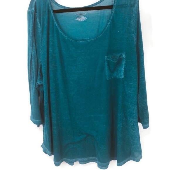 Lane Bryant Tops - Lane Bryant women’s turquoise burn out with pocket Size 26/28